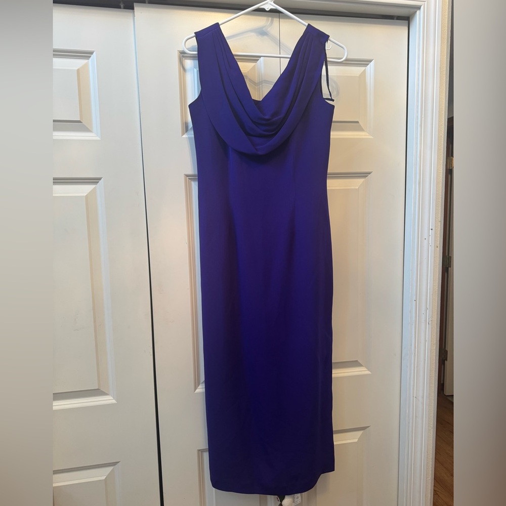 Vintage 90s Violet Purple Long Dress Gown Cowl Neck 100% Silk Spenser Jeremy 8